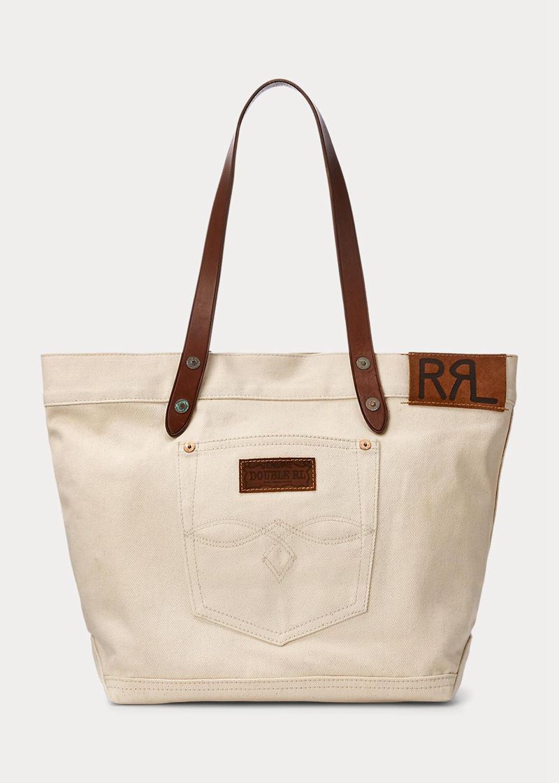 Bolso RRL Hombre Leather-Trim Twill Tote Chile Blancas DLUAB-8206